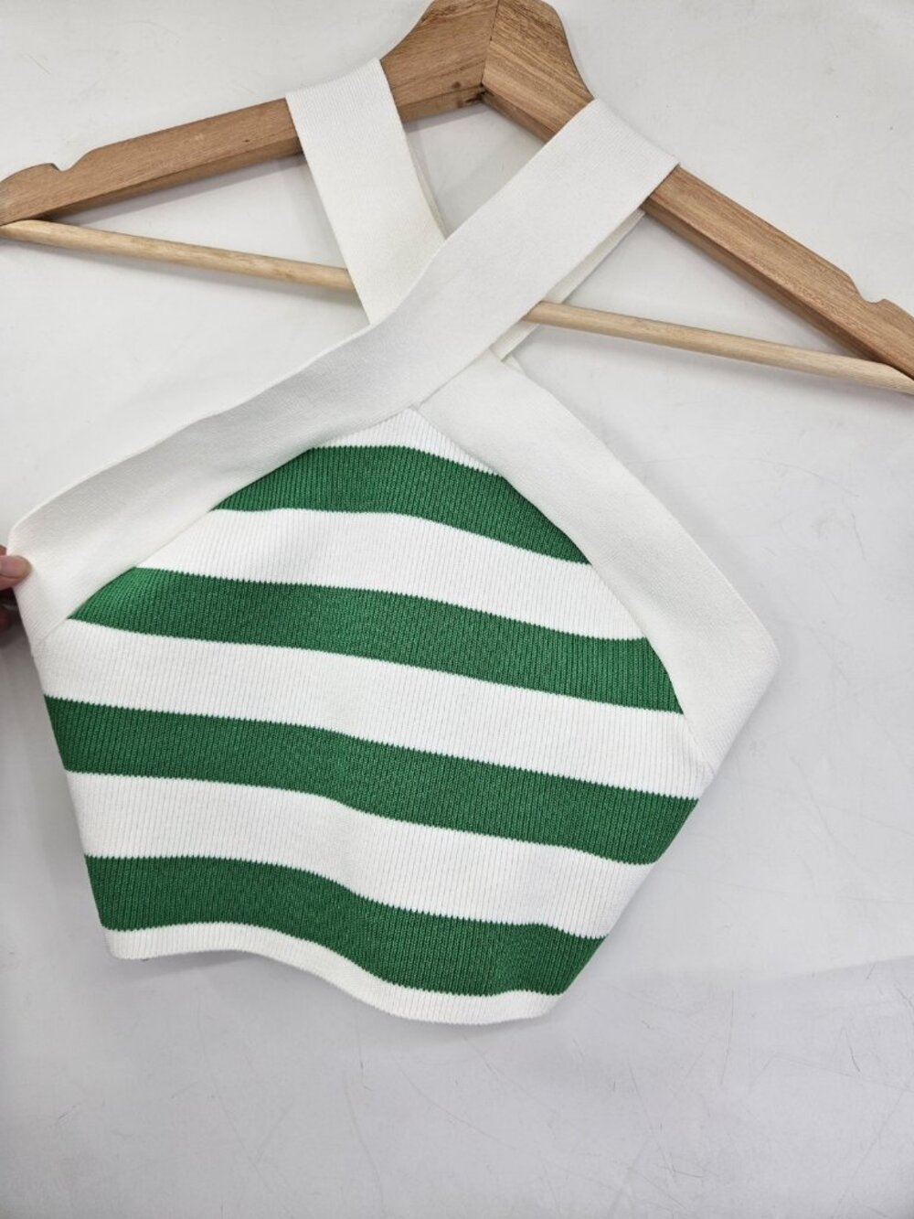 Aritzia Babaton Crop Top Women S Sculpt Knit Ribbed Criss Cross White Green Chic